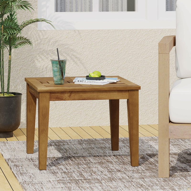 Table d'appoint d'extérieur en bois d'acacia, Naturel
