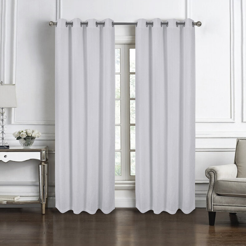 Skilee Room Darkening Curtain Single Panel, White