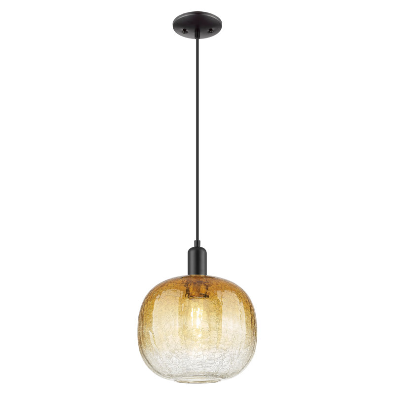 Downtown Urban - sphère Brookhaven - mini-luminaire suspendu à cordon de 10 po - finition nickel brossé satiné - abat-jour bleu saphir