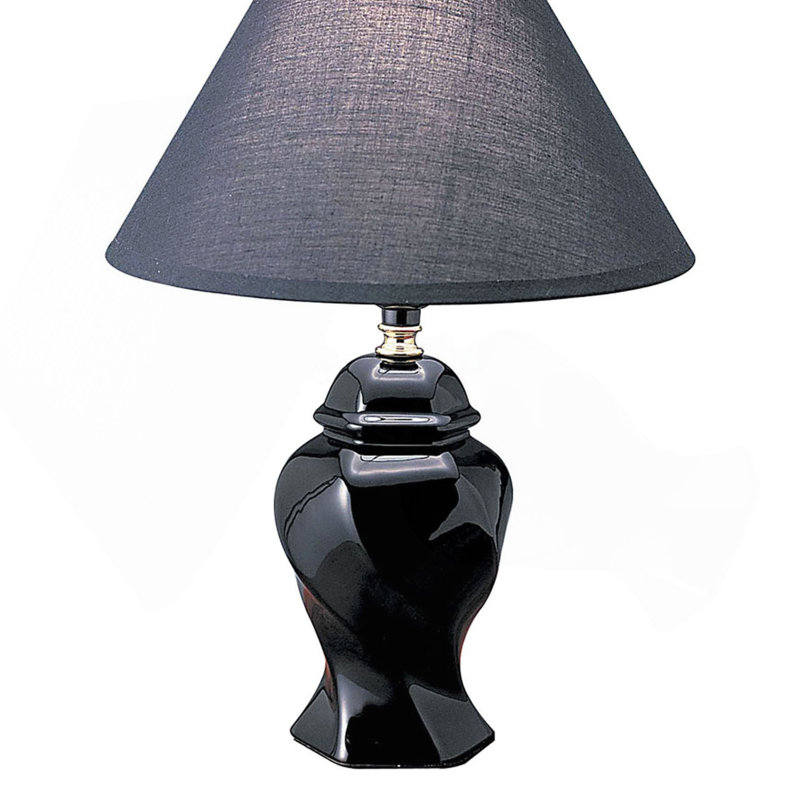 Lampe de table haute 13 po en céramique, en forme d'urne, abat-jour en lin