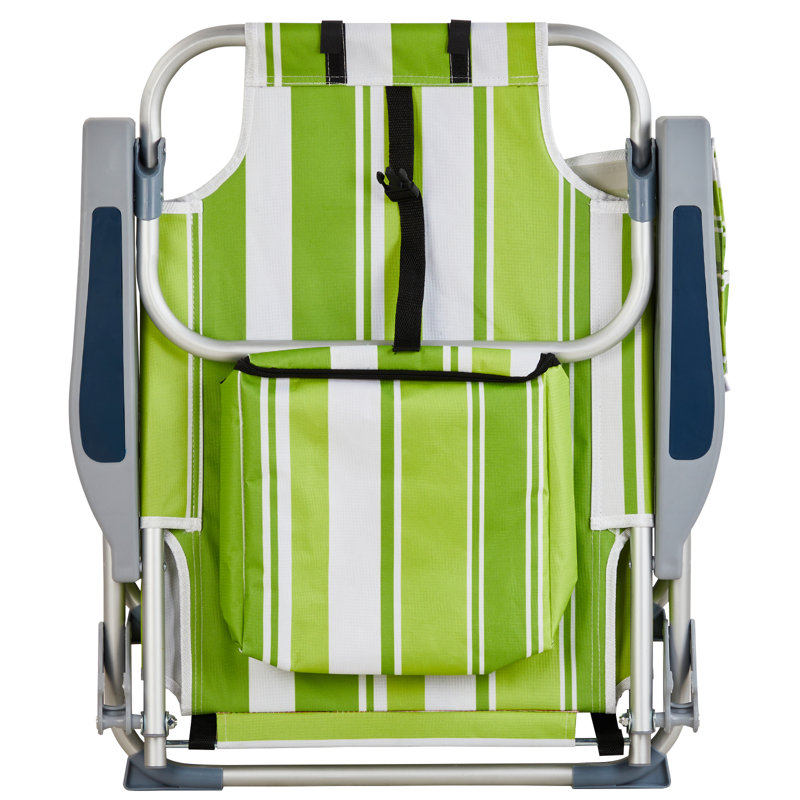 Aluminum Folding Backpack Beach Chair, Green/White