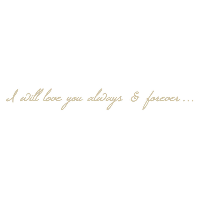 Décalcomanie murale "i love you", H 2,5 po x l 21 po x P 0,01 po, Beige