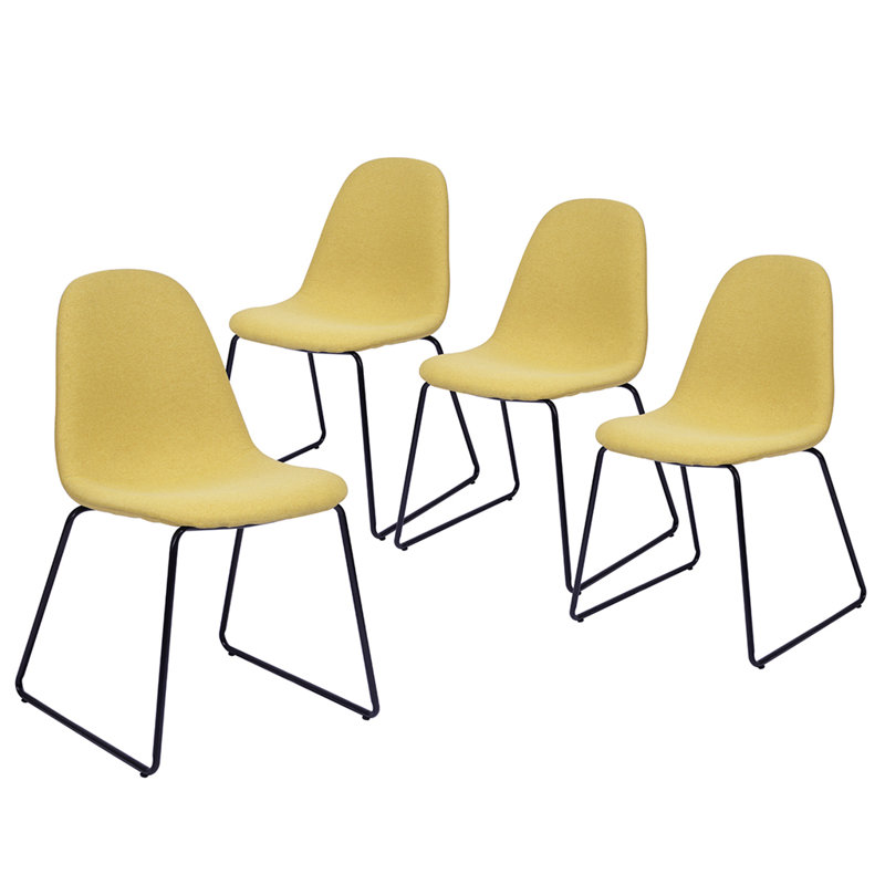 Chaise de salle à manger rembourrée, Jaune