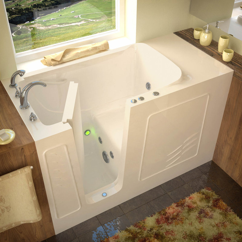Tucson 60'' x 30'' Whirlpool Fiberglass Bathtub with Faucet, Biscuit, Left