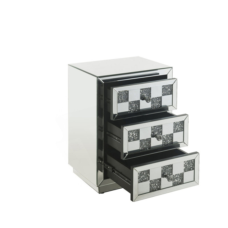 Table d'appoint en miroir et faux diamants