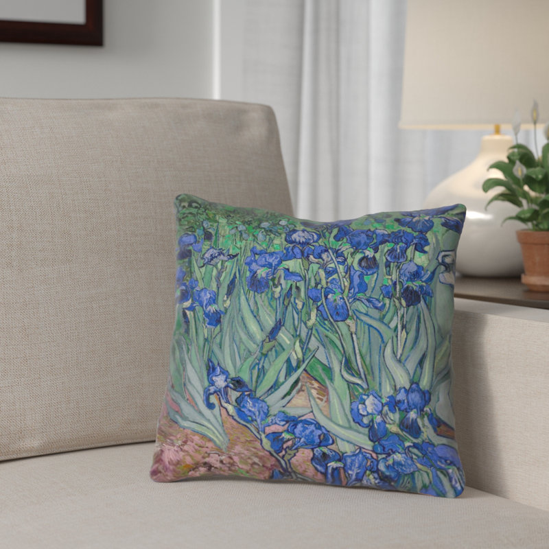 Housse de coussin carrée irises Morley, 16 po x 1 po, Sarcelle / Bleu, Pas de remplissage