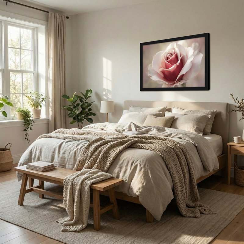 Plantes et fleurs, rose doux, gros plan sur toile, H 12 po x l 18 po