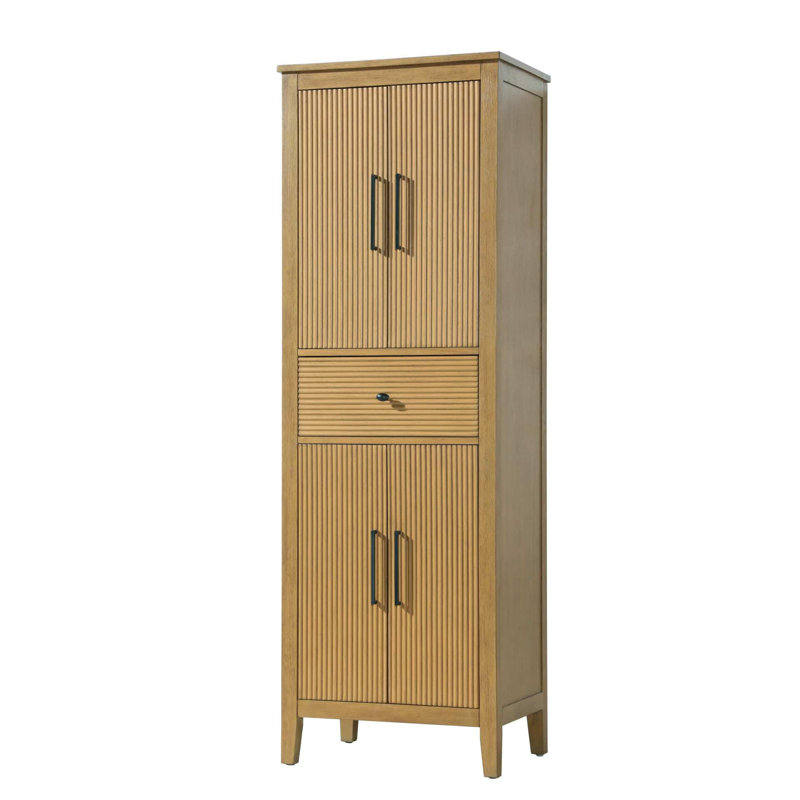 Bath Storage Cabinet, 72" H x 24" W x 18" D, Honey Teak