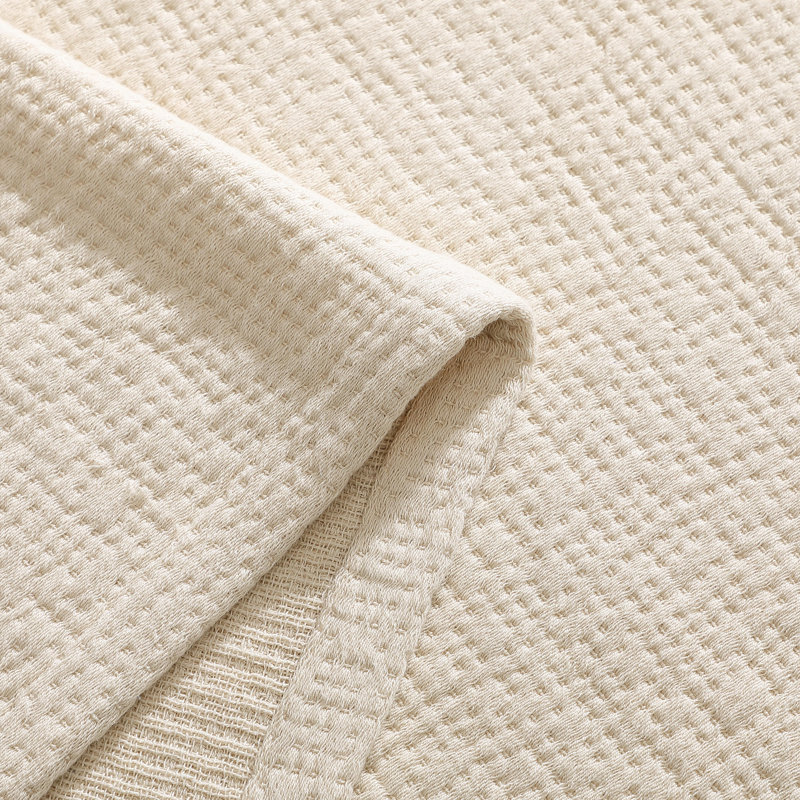 Couverture en coton Tommy Hilfiger, Beige, Lit simple
