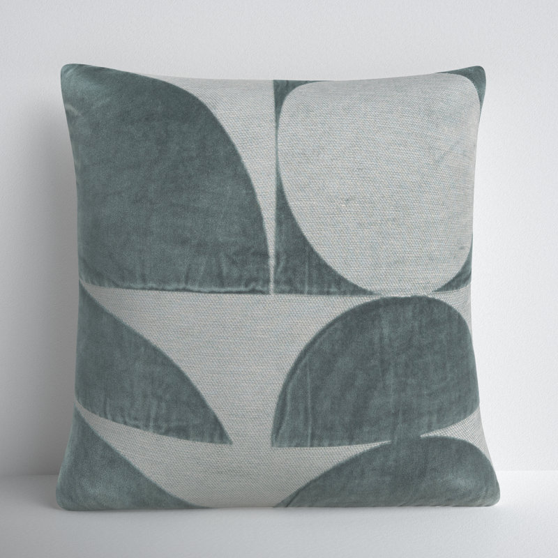 Joshelin Embroidered Cotton Throw Pillow, Teal