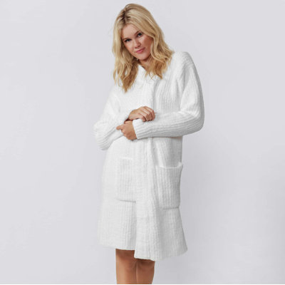 Snug Polyester Blend Fleece Girl / Woman+ Above Knee Bathrobe with Pockets