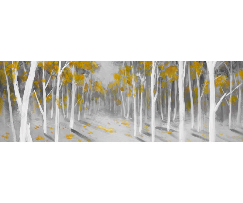 Yellow Birch Forest - Trees Contemporary Canvas Wall Art