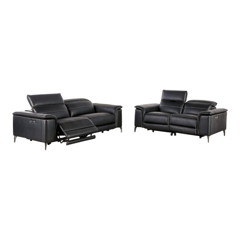Ensemble de canapé inclinable électrique Chelita, Noir, 1 Sofa, 1 Loveseat