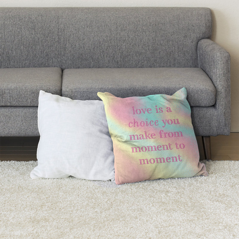 Coussin de sol Love is a choice, Arc-en-ciel pastel, H 40 po x l 40 po