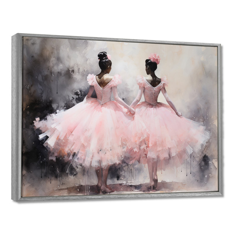 Pink Ballet Dance I, reproduction sur toile, H 34 po x l 44 po x P 1,5 po, Encadrement argenté