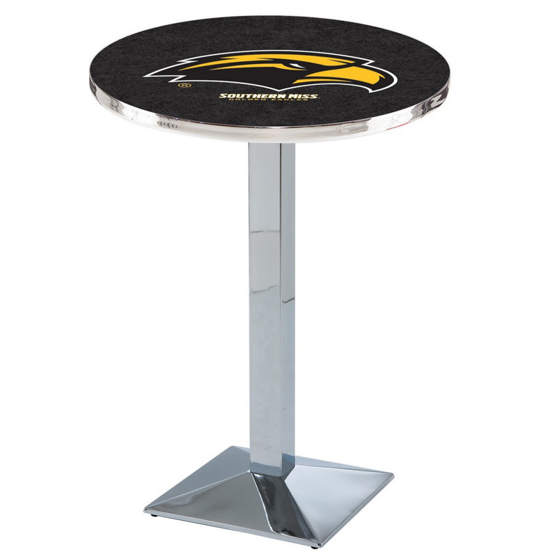 Round Metal Base Dining Table, Chrome, University of Southern Mississippi