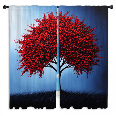 Tree Window Curtains  Nature Rustic Drapes - 2 Panels