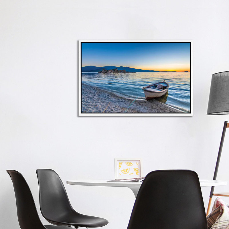 Lake Sunset V by Nejdet Duzen - Print on Canvas, 101.6 cm H x 66.04 cm W, White Framed