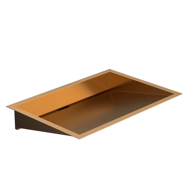 Badeloft 23.6" x 16.5" Stainless Steel Undermount Bathroom Sink ES-UB-04-L-BRG in Brushed Rose Gold, Rose Gold