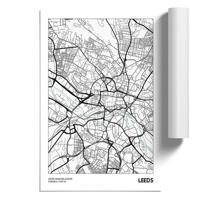 Map Leeds UK - Unframed Graphic Art