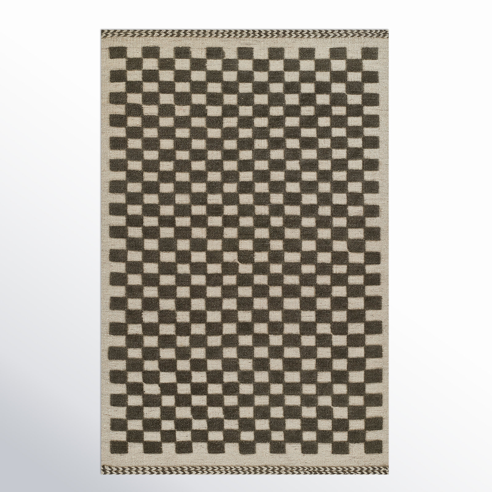 Azle Charcoal Beige Hand-Woven Wool Rug, Rectangle 10' x 14'