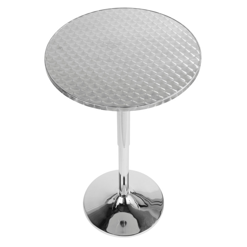 Bistro Contemporary Adjustable Round Bar Table in Silver by LumiSource