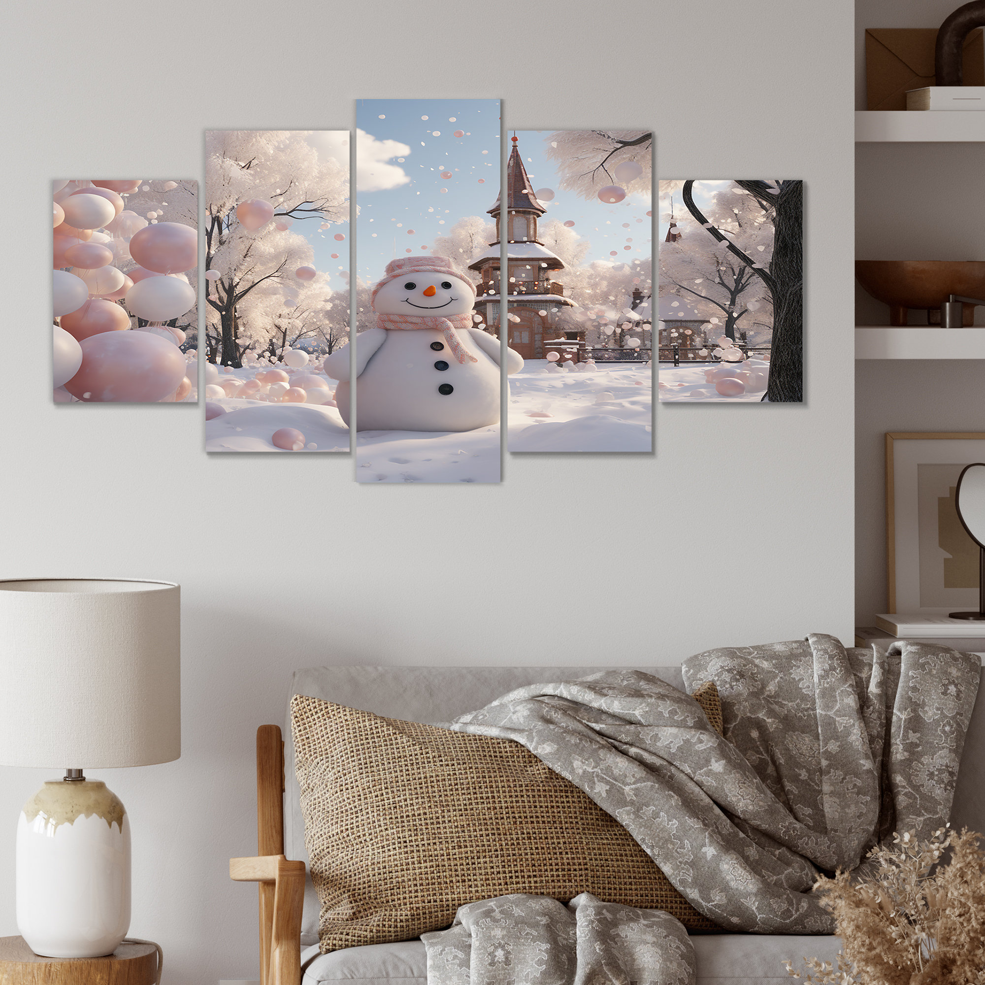 Trendy Decor 4U Old World Frosty The Snowman White Framed Wall Art by Jo Moulton