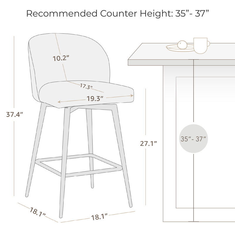 Tabouret de comptoir pivotant 27,1 po Brentley, Bleu