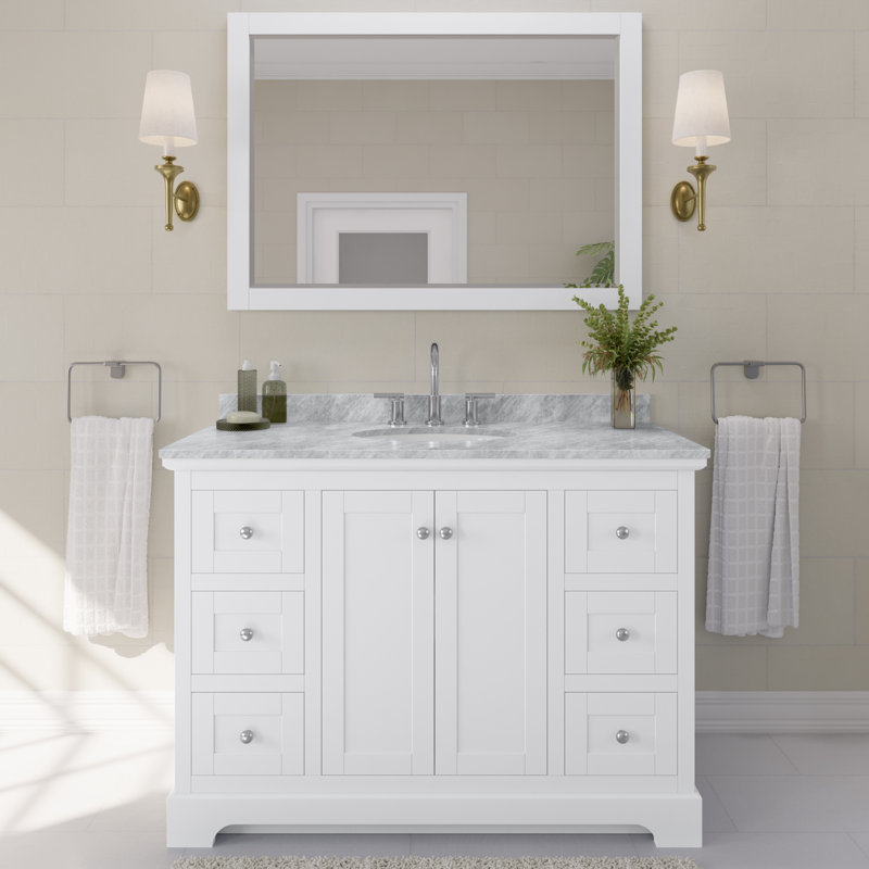 Ensemble de meuble-lavabo simple 48 po Avery, Blanc, Chrome poli