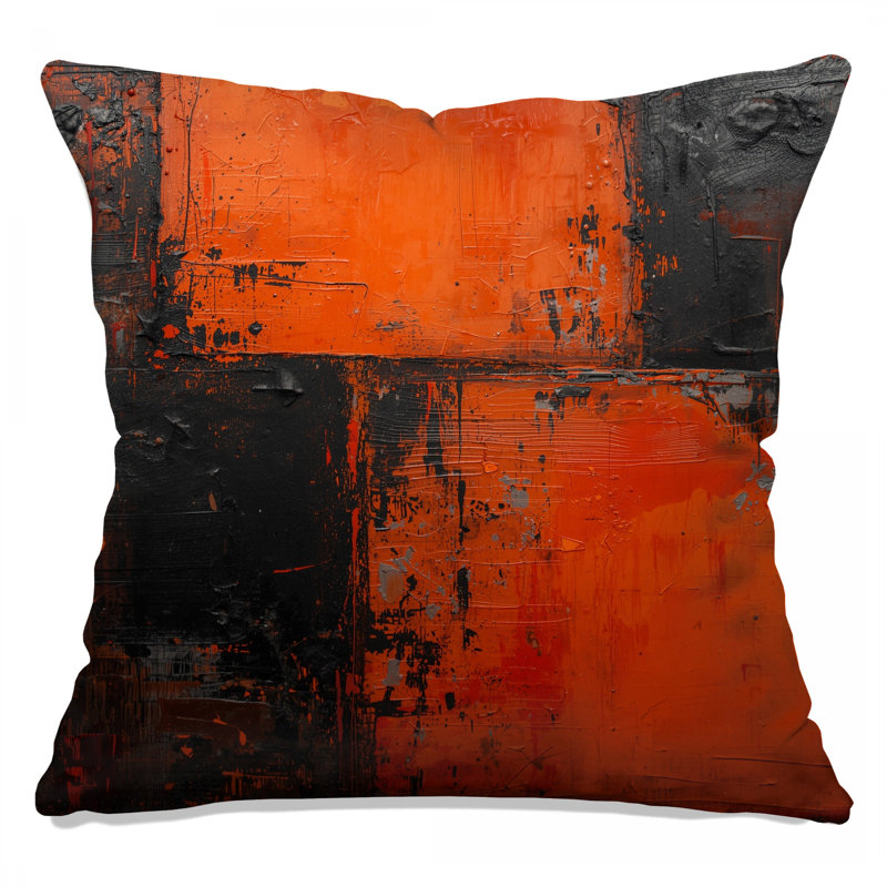 Coussins décoratifs à double face orange et noir, 18 po x 18 po