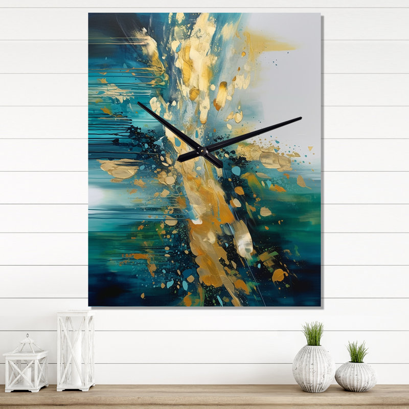 Explosion Triangles IV - Modern Geometric Wall Clock, 32" H x 16" W x 1" D