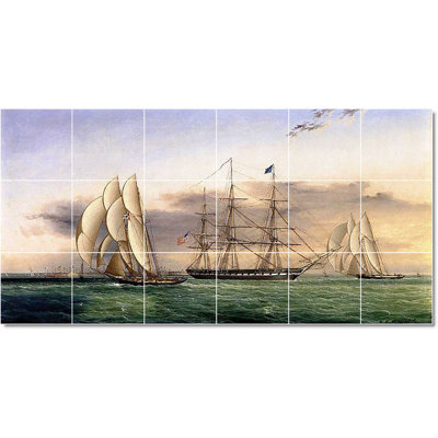 36" x 18" Ceramic Painting Decorative Mural Tile 6" x 6"