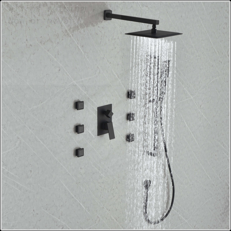 Système de douche mural avec 6 jets de corps et douchette