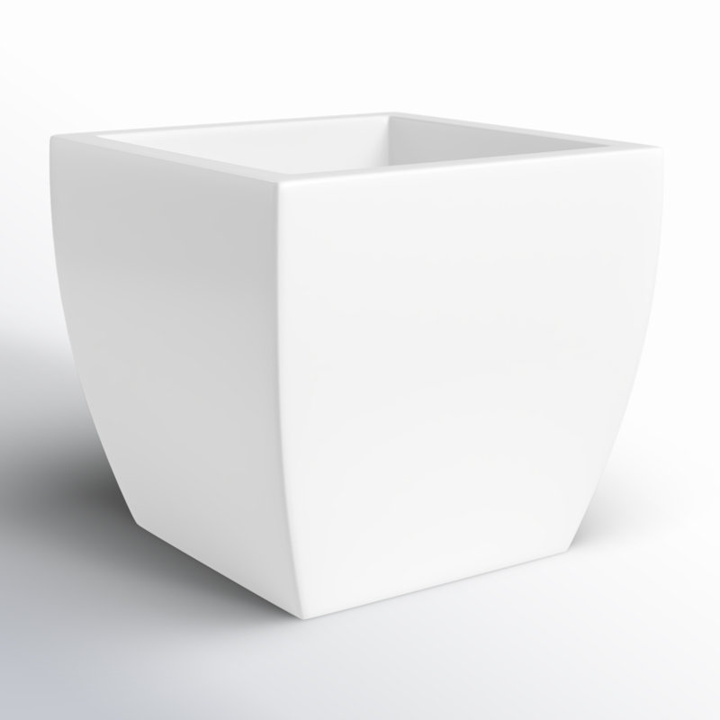 Alexy Pacifica Square Curved Planter Box, 11" H x 12" W x 12" D, White