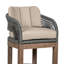 Hareton Outdoor Counter or Bar Stool in Eucalyptus Wood with Gray Rope an Olefin Cushions-93692953
