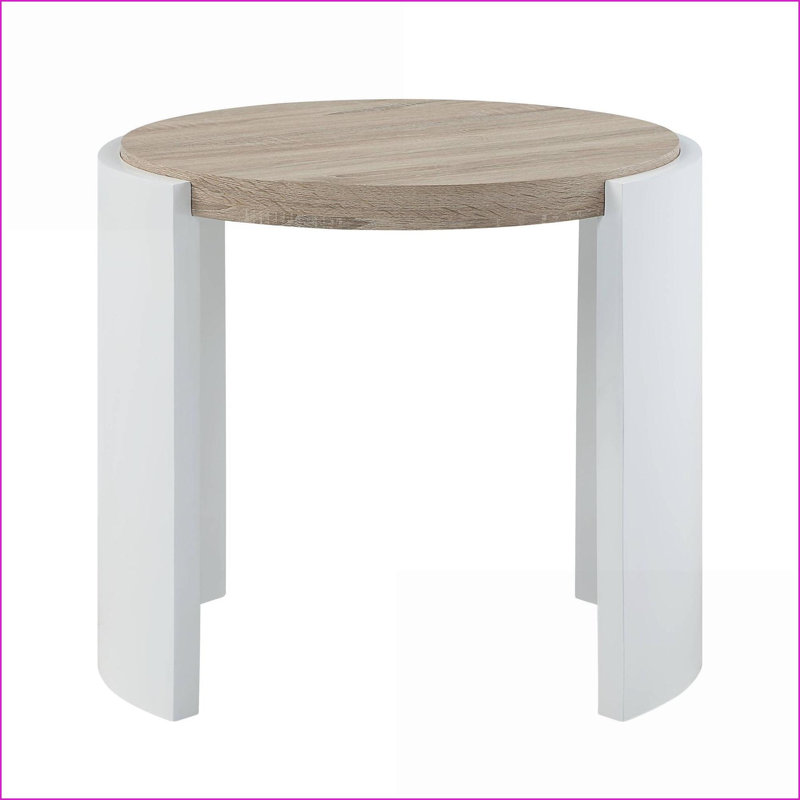 Chêne & amp; Table basse blanche brillante pour le salon, plateau durable de 45 mm, facile à nettoyer