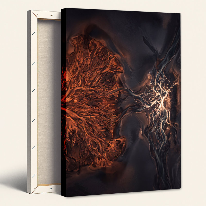 Rouille et rivière d'argent, photographie aérienne sur toile Delta, H 36 po x l 24 po