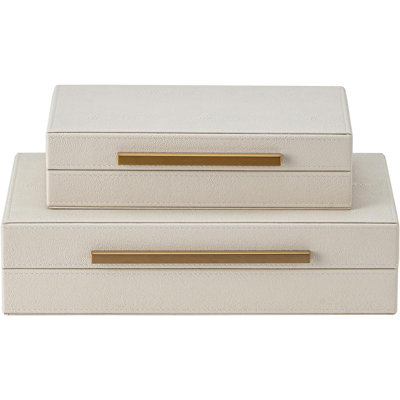 Faux Leather Large Modern Stackable Nesting Jewelry Box with Lids Organizer – Set of 2
