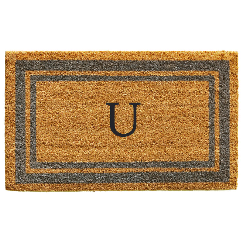 Tapis d'entrée antidérapant Stortz, Rectangle 2 pi x 3 pi, U, Pervenche / jaune