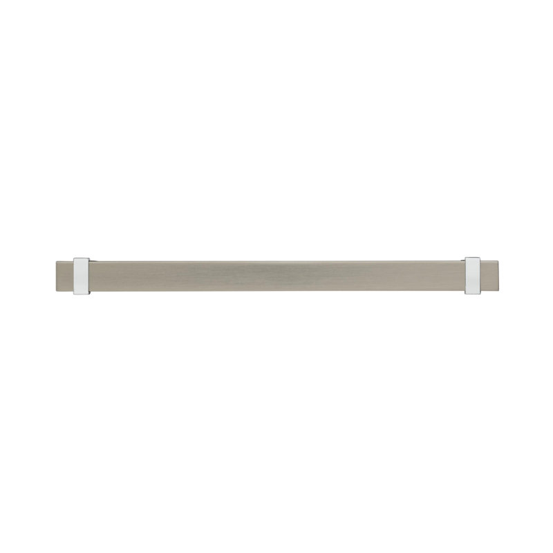 Poignée barre Overton, Nickel satiné / Chrome poli, 8 13/16 po D'un centre à l'autre