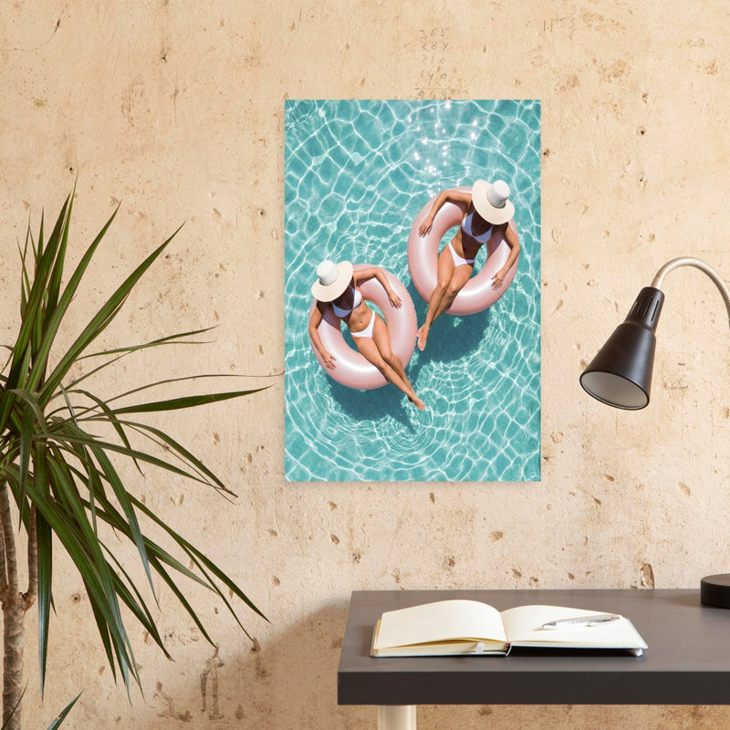 Art mural contemporain abstrait flottant dans la piscine, H 24 po x l 16 po