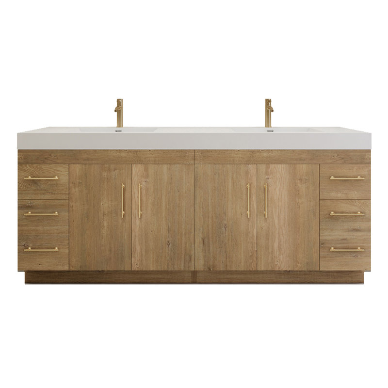 84" Double Bathroom Vanity Set, Oak