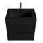 Meuble-lavabo suspendu de style moderne du milieu du siècle, 24 pouces, avec vasque monobloc, tiroirs avec trou de drainage en forme de U, panneaux de qualité E1, quincaillerie à fermeture douce et silencieuse, lavabo mural noir mat, poignée cachée.