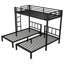 Lit superposé triple robuste pour 3 personnes, simple au-dessus de simple sur simple avec garde-corps et échelle, lit superposé en métal, 3 adolescents et adultes, aucun sommier nécessaire, noir
