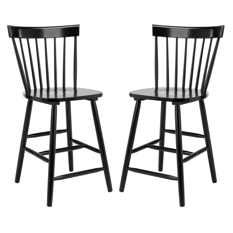 Solid Wood Counter Stool, Black, Counter Stool (61cm Seat Height)