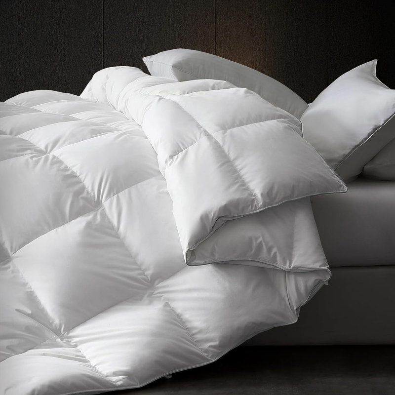 All Season Fluffy Soft Feather Down Comforter Cozy Breathable Duvet Insert, King