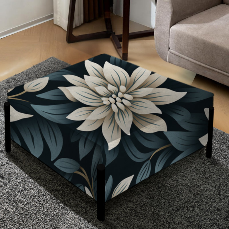 Essence monochrome - Grand repose-pieds carré floral