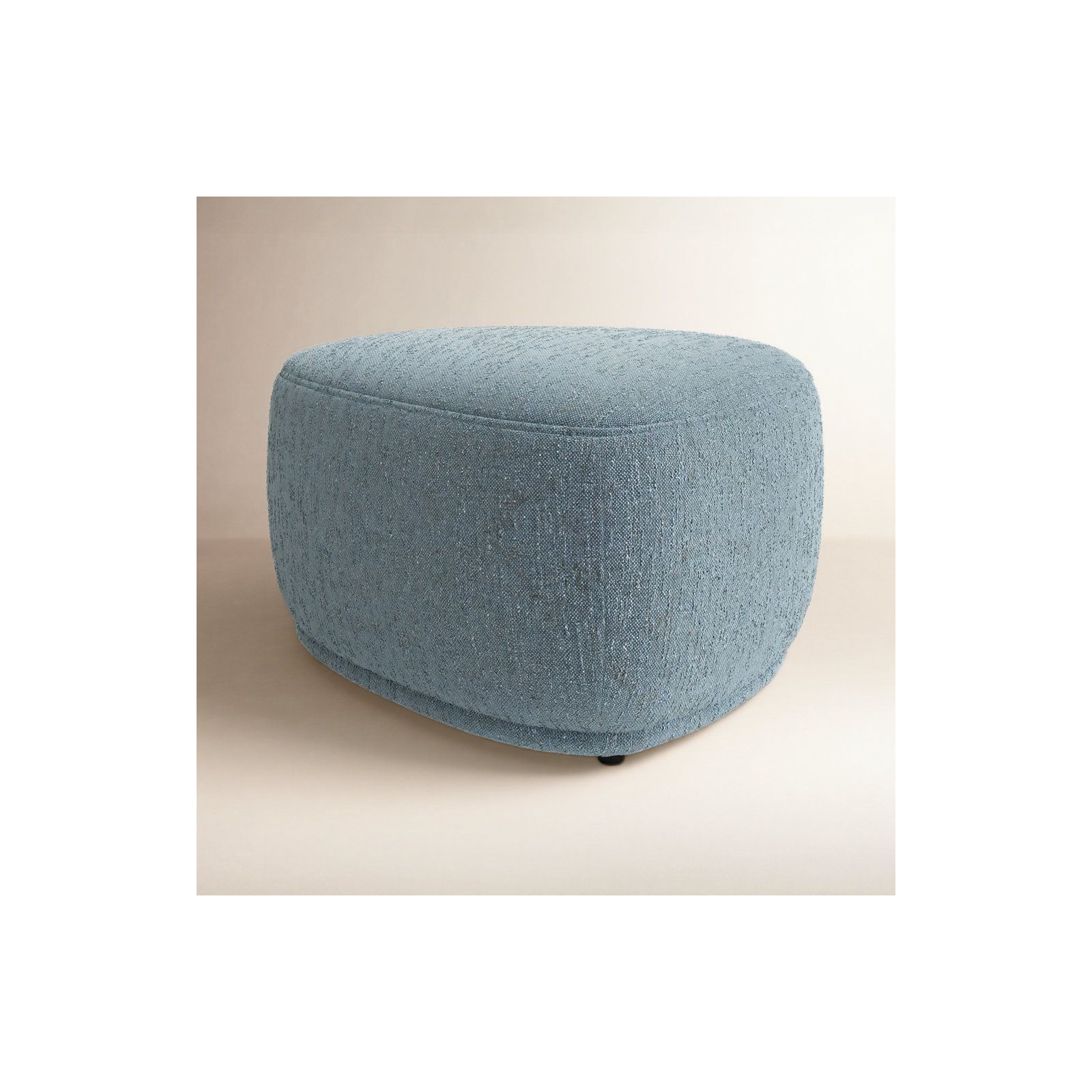 Adna 26.5'' Triangular Upholstered Ottoman, Mellow Steel Blue Boucle
