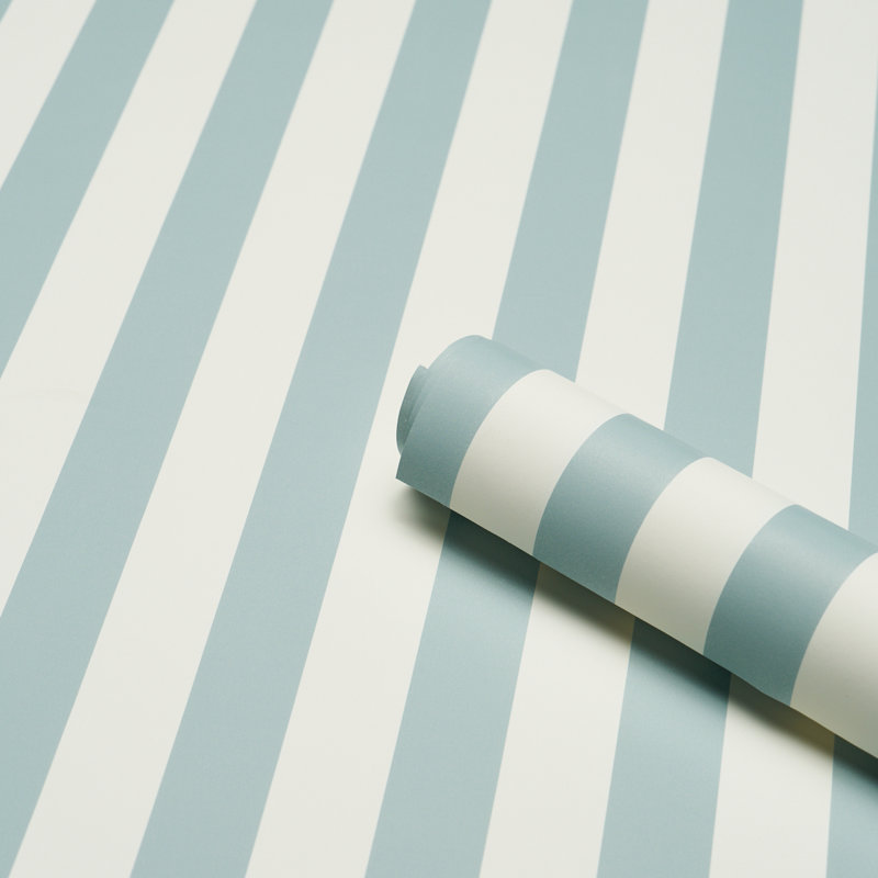 Emma Striped Wallpaper Roll, Chambray