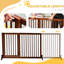 Barrière réglable pour animaux - Clôture pour chien autoportante en bois. 3 panneaux, barrière sécurisée, verrouillable. Brun. 44,5 po - L 65,03 po x H 14,1 po. Pour verrou régulé, barrière. Convient aux zones contrôlées